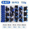 50 PCs/BOx Boxed Pneumatic Fittings PU-10/PE-10/PZA-10/PY-10/PV-10 Quick Release Connectors Kit For 4mm Plastic Hose Couplings