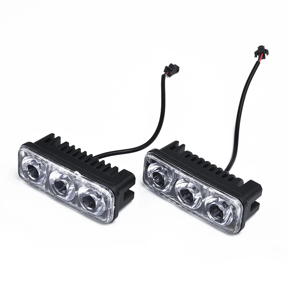 2pcs 3LED Car Work Light DRL Spotlight Super White High Power Waterproof Car Daytime Running Light Fog Lamp Driving Lamp