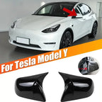 Carbon Fiber Gloss Black Finished Replacement Shell Rearview Mirror Covers Fit For Tesla Model 3 Y Door Side Mirror Caps amabili