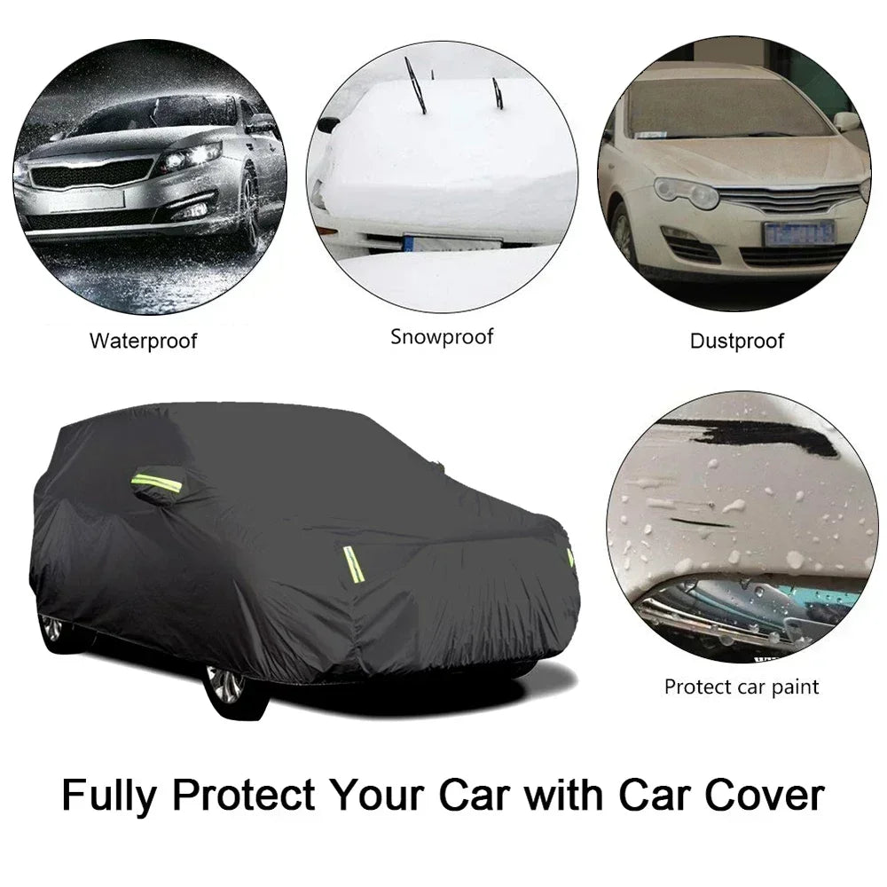 Universal For Audi A3 A4 A5 A6 A7 B7 B8 C5 Q2 Q3 Q5 7 Body Full Covers Black/Silver Outdoor Sun Snow Rain Protection Cover Amagi