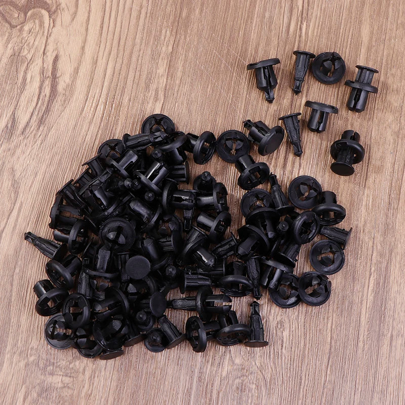 50/100Pcs 10mm Diameter 10mm Black Plastic Auto Fasteners Rivets Clips Vehicle Car Bumper Door Panel Liner Clips Retainer