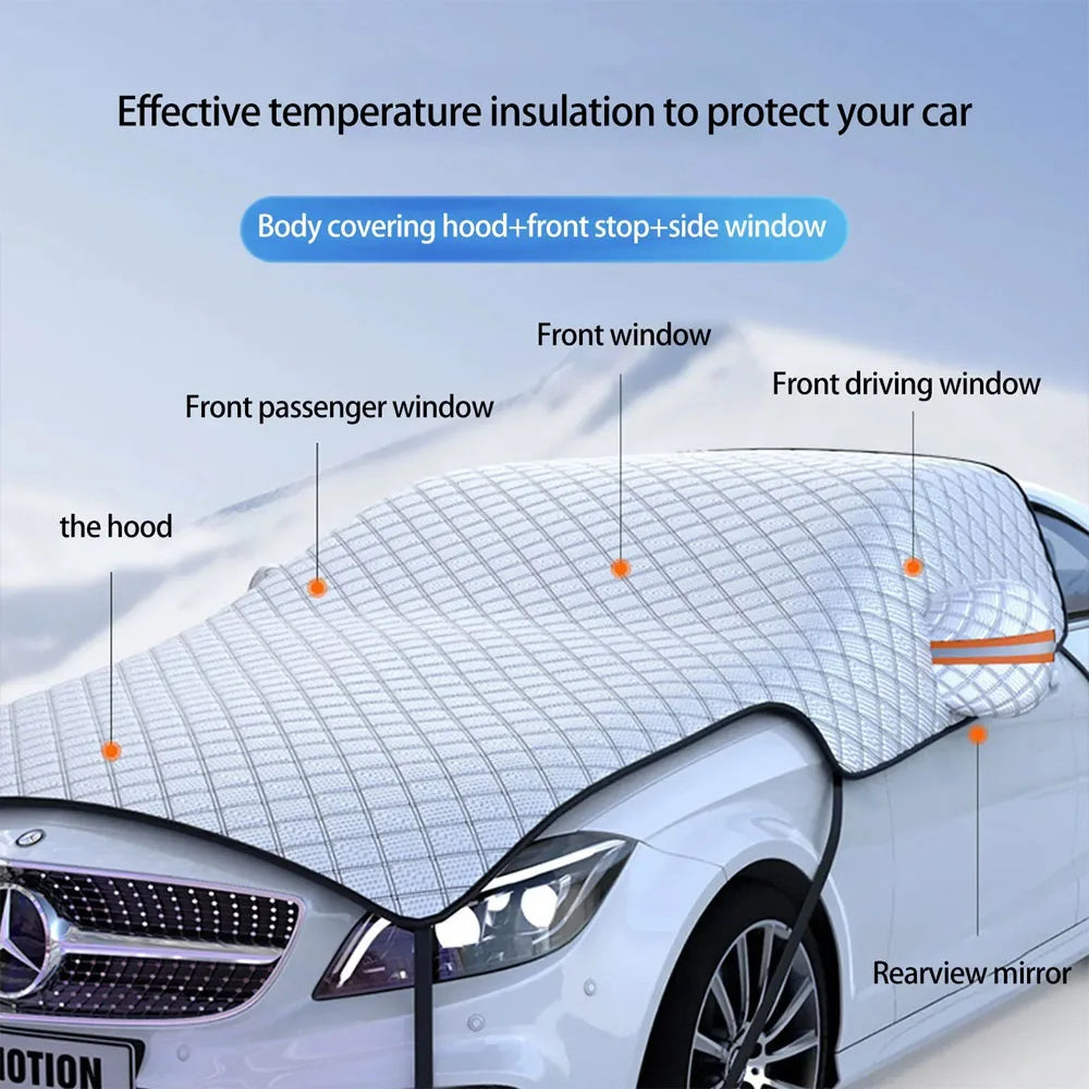 Universal Thicken Car Snow Cover Extra Large Windshield Hood Protection Cover Snowproof Anti-Frost Sunshade Protector Accessorie