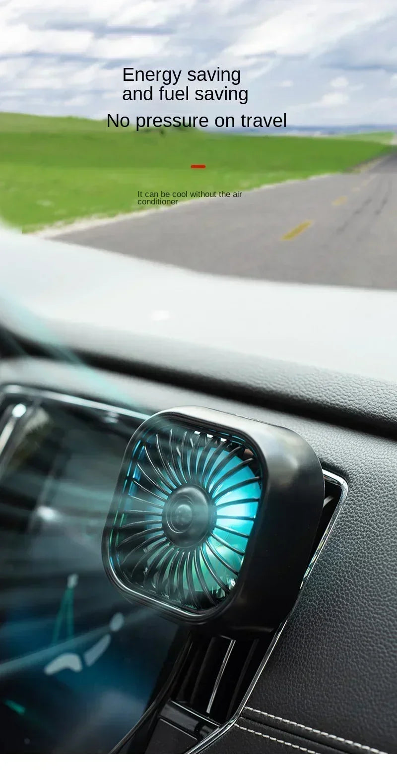 Mini Car Air Outlet Cooling Fan Adjustment Powerful USB Light Creative Low Noise Multi-function Mini Interior Fan Cooler Amagi
