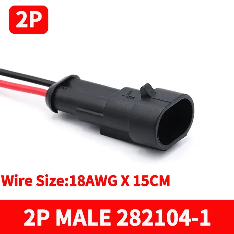 5/20/100Sets AMP Type 1.5 Series Automotive Waterproof Connector Plug Socket HID Male&Female 15CM Wire Harness 1P/2P/3P/4P/5P/6P