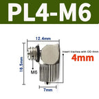 Mini Pneumatic Pipe Connector PC PL Screw Through Quick Fitting Fast Twist Joint ,Male Thread M3 M4 M5 M6 - Tube OD 3mm 4mm 6mm