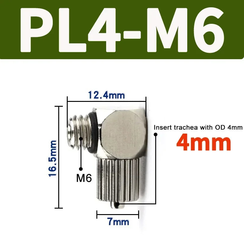 Mini Pneumatic Pipe Connector PC PL Screw Through Quick Fitting Fast Twist Joint ,Male Thread M3 M4 M5 M6 - Tube OD 3mm 4mm 6mm