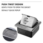 Floor Electrical Outlet Pop Up Kitchen Countertop Waterproof Sockets Pop Out Receptacle Stainless Steel Box Golden Cover 15A