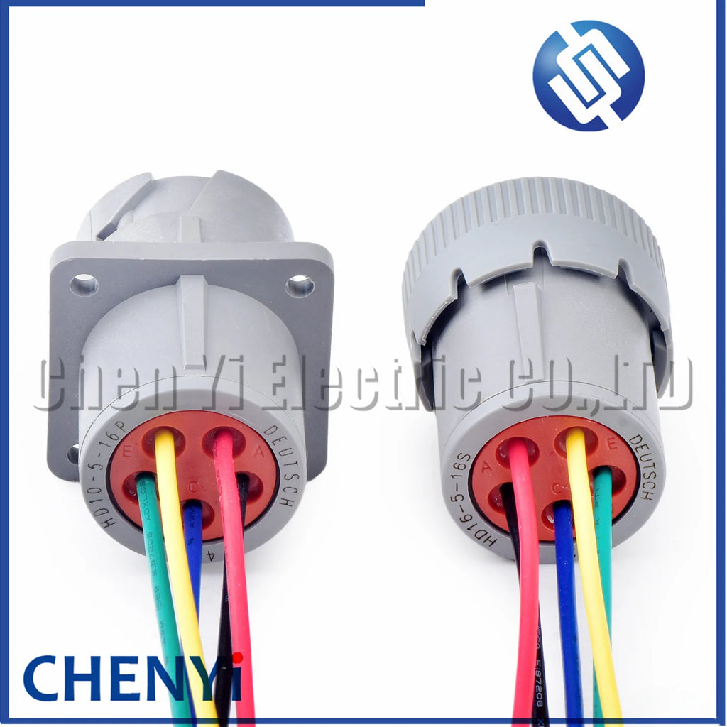 DEUTSCH Gray 5 Pin Waterproof connector HD16-5-16S HD10-5-16P HD10 1.5 Series Flame Retardant diagnosis Plug With pins