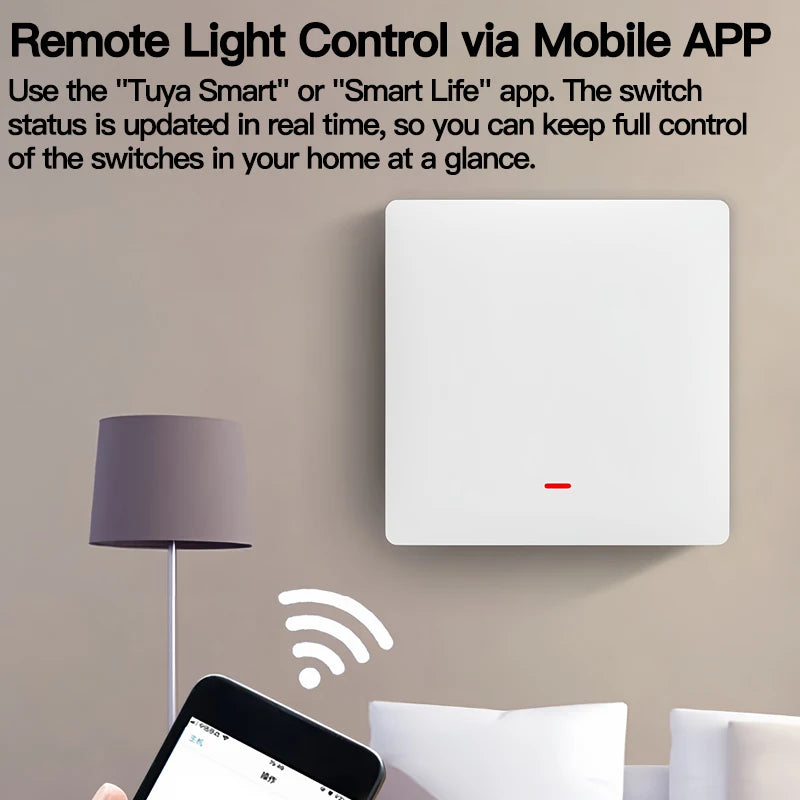 Tuya ZigBee Smart Light Switch No Neutral Wire No Capacitor Needed,1/2/3 Gang Wall Touch Interrupter Work with Alexa Google Home