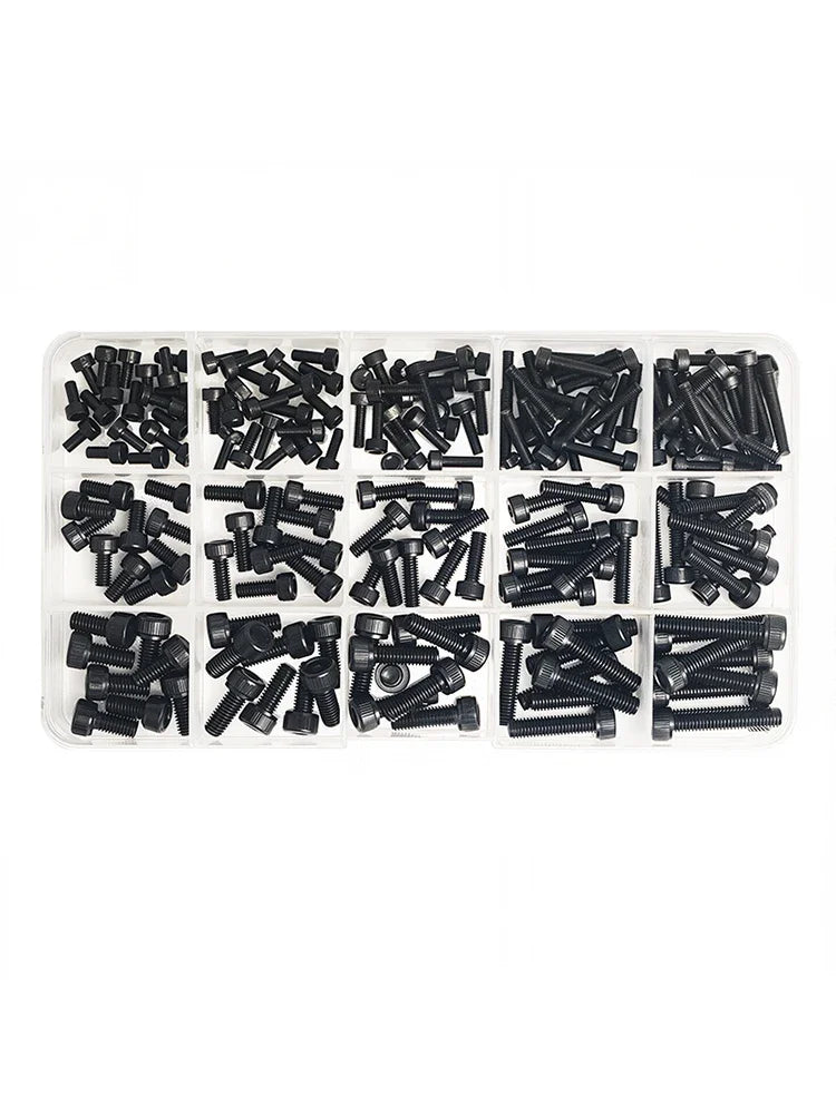 Grade 12.9 Carbon Steel Socket Head Cap Screws Kit, M3 M4 M5 M6 M8 Assortment, High Tensile Hex Bolts, Rust Resistant, Allen Key