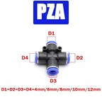 Pneumatic Push-In Tube Fittings – 4/6/8/10/12mm OD, Multiple Types: Straight Union, Elbow, Tee, Male Thread, Quick-Connect