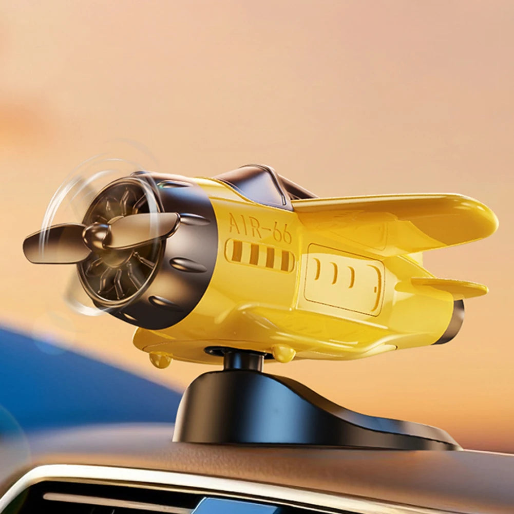 1PC Solar Energy Powered Rotating Propeller Fighter Ornaments Car Solar Decor Auto Interior Decoration Solar Aircraft Model