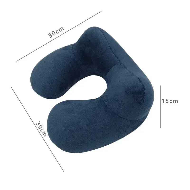 U-shaped Travel Pillow with Hump Design Press-to-inflate Portable Neck for Flight and Business Trips U-shaped for Neck Amagi