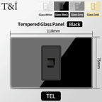 Brazil Standard Wall Socket (Type N) with Type‑C USB, 3‑Gang Wall Switch, Tempered Glass Panel, Stable Power for Home/Office