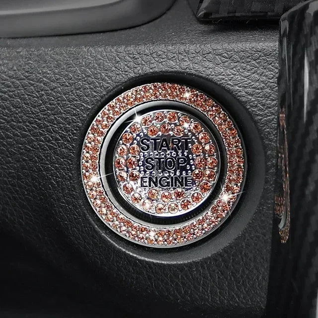Car One-click Start Button Interior Engine Ignition Start Stop Button Protective Cover Crystal Decoration Car Accessories amagi