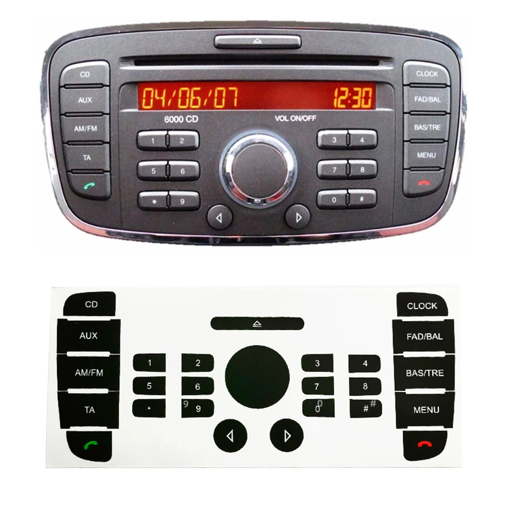 Set Of Auto Car Button Repair Stickers For 6000 CD Radio On For Ford For Mondeo Audio Button Replacement Decals Stickers