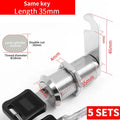 Cabinet Cam Lock Set, 5 Pack Two-Sided Keyed Alike 16MM-30MM Cylinder Cam Locks Secure Mailbox File Drawer Compartment Lock
