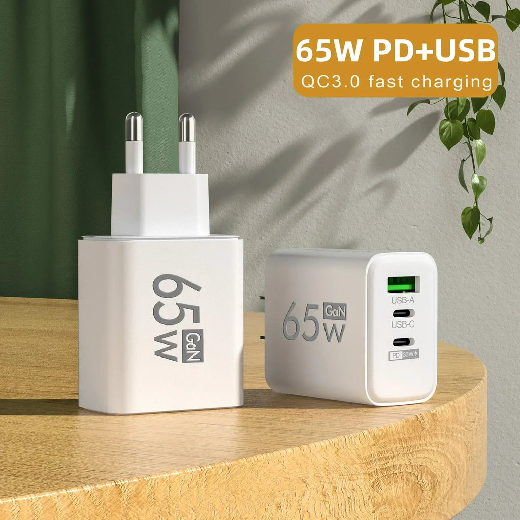 65W Type C USB GaN EU/US/KR Plug Fast Charging Charger 4 In 1 Multi Ports Quick Charging Wall USB Type C Power Adapter Amagi