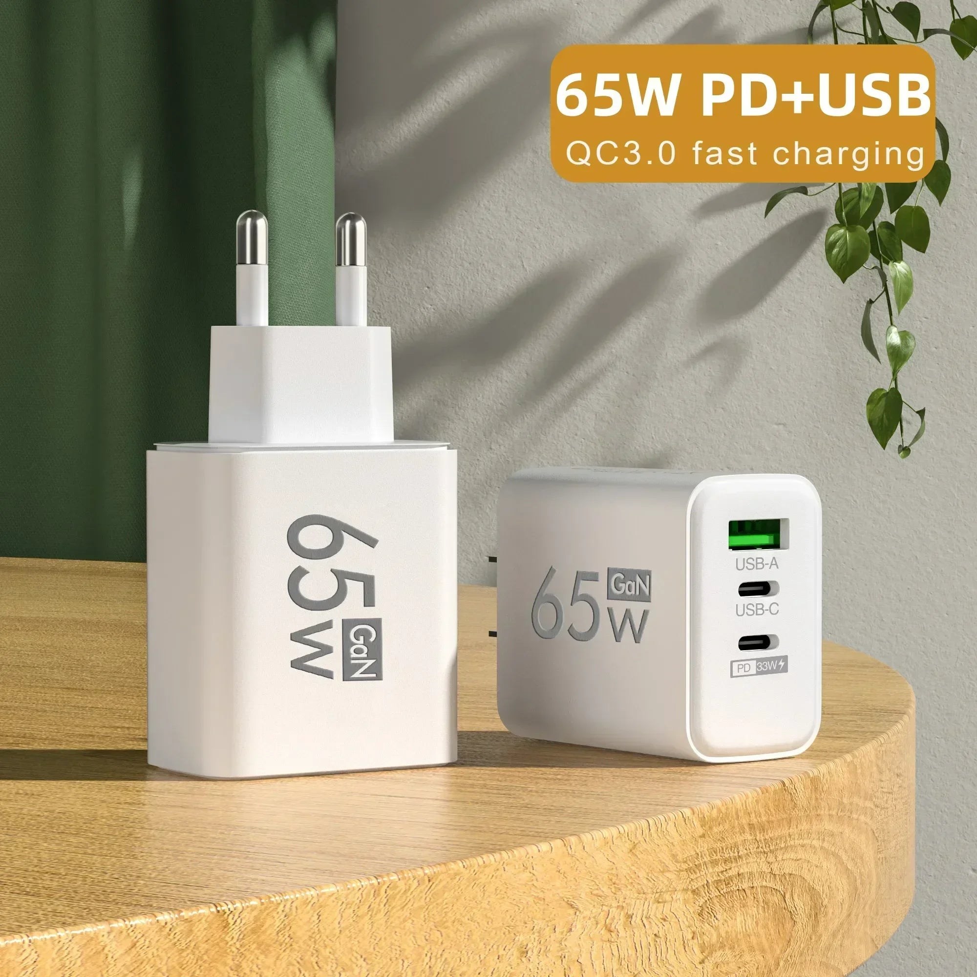 65W Type C USB GaN EU/US/KR Plug Fast Charging Charger 4 In 1 Multi Ports Quick Charging Wall USB Type C Power Adapter Amagi
