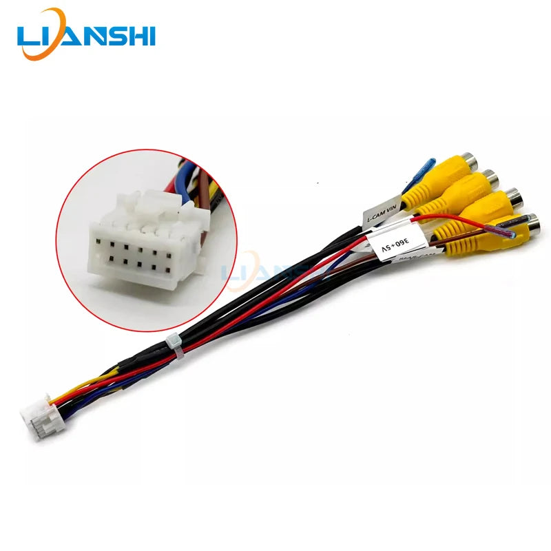 The 12P panoramic 360 camera video input adapter cable harness plug for the central control instrument console Android device