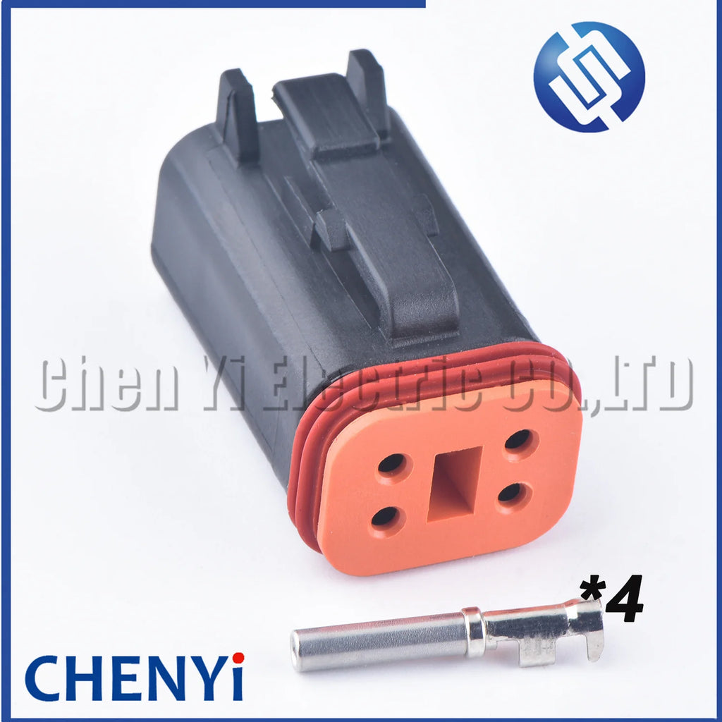 Deutsch black 4 Pin/way DT 1.5mm series Male Female Automotive Waterproof Connector Sealed Plug DT06-4S DT04-4P