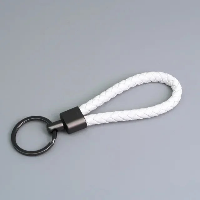 Trend Black Pink Color Braided Rope Car Keychain Fresh Ice Cream Color Key Pendant Sheep Pattern High Ring Leather Rope Amagi