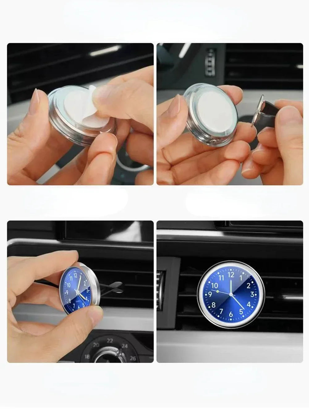 Luminous Quartz Analog Car Dashboard Clock - Stick-On, Decorative, Time-Telling, Easy-to-Read, Night-Vision Compact Amagi