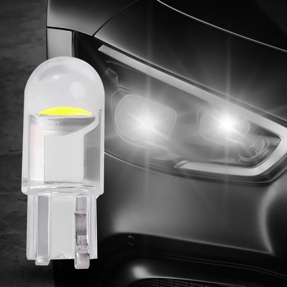 Car T10 LED Light Bulb 12V COB Glass Housing Waterproof Wedge Lamp Auto Interior Canopy Reading Light Bulb Auto Accessories