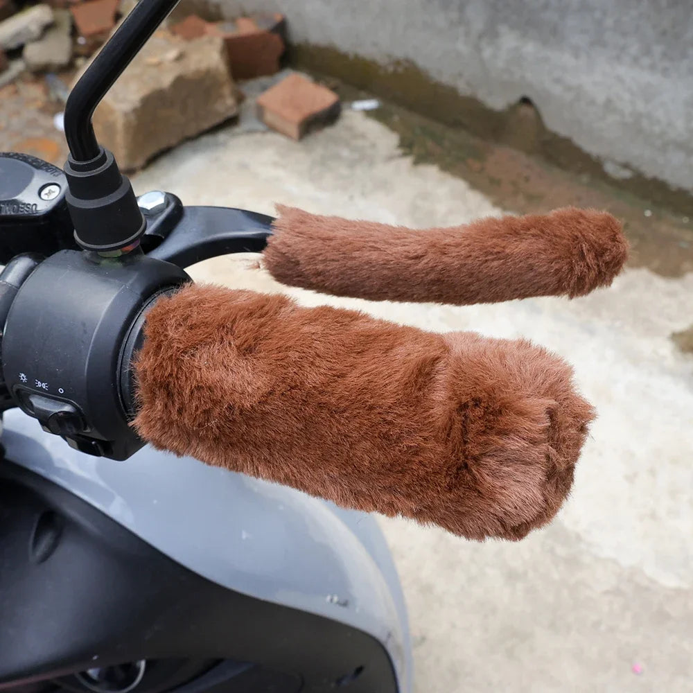 Motorbike Plush Handlebar Covers Winter Warm Imitation Plush Electric Car Motorbike Handlebar Cover Anti-slip Handlebar Sleeve