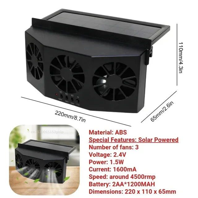 Car Ventilator 3 Cooler Fans Solar-powered Cooling Vent Exhaust Portable Safe Auto Fan Amd Usb Accessories Amagi