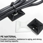 250/500/1000PCS Self-Adhesive Cable Tie Mounts, Strong Sticky Base Wire Holder Clips for Wall Fixing, Cable Routing Management