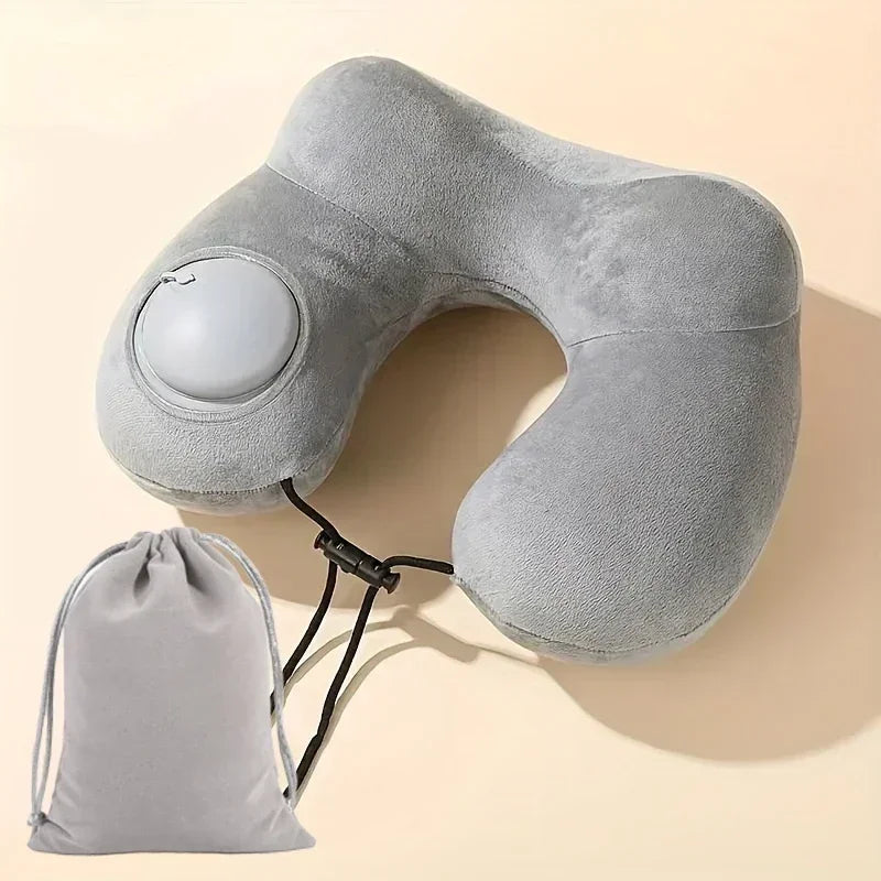 U-shaped Travel Pillow with Hump Design Press-to-inflate Portable Neck for Flight and Business Trips U-shaped for Neck Amagi
