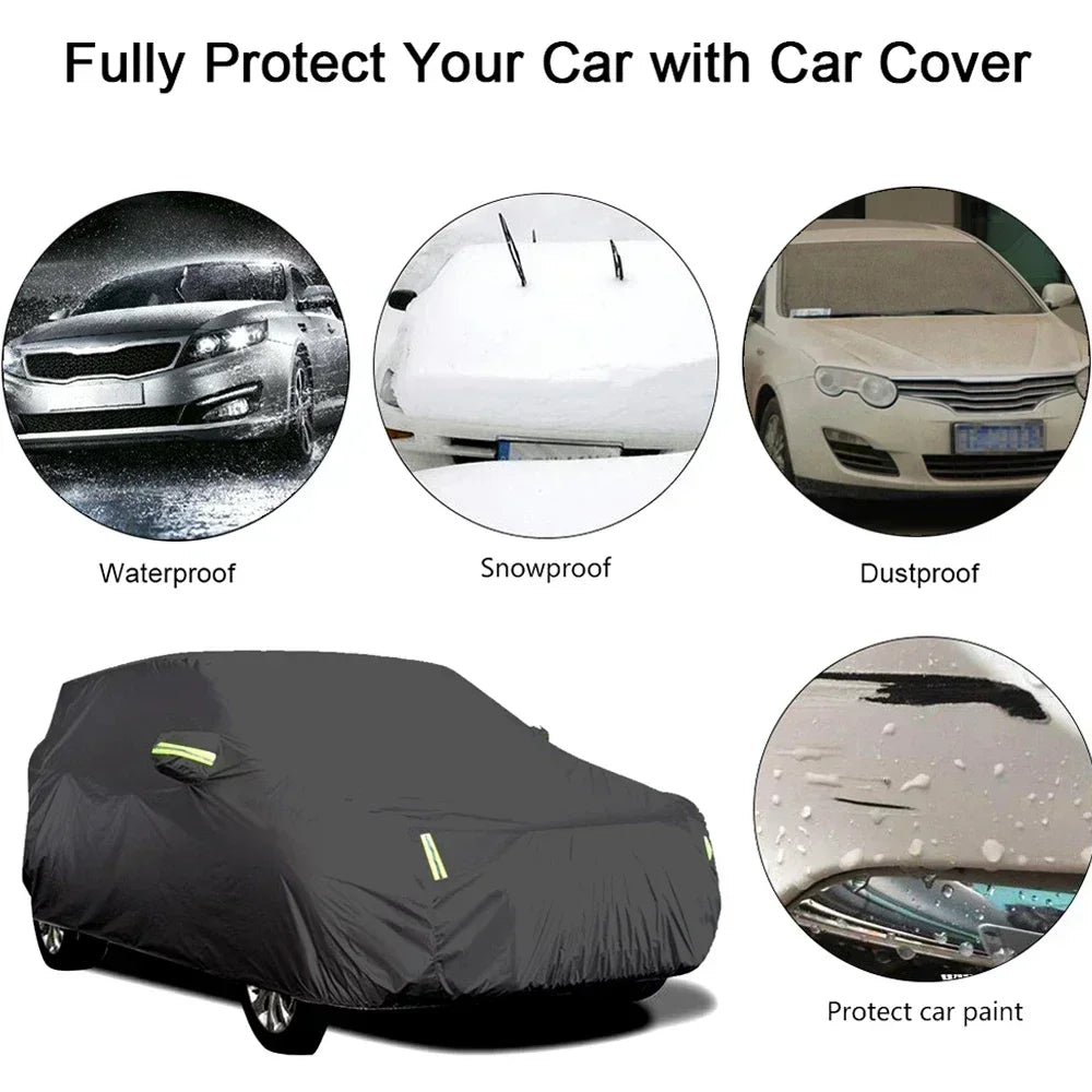 Universal For Audi A3 A4 A5 A6 A7 B7 B8 C5 Q2 Q3 Q5 7 Body Full Covers Black/Silver Outdoor Sun Snow Rain Protection Cover Amagi