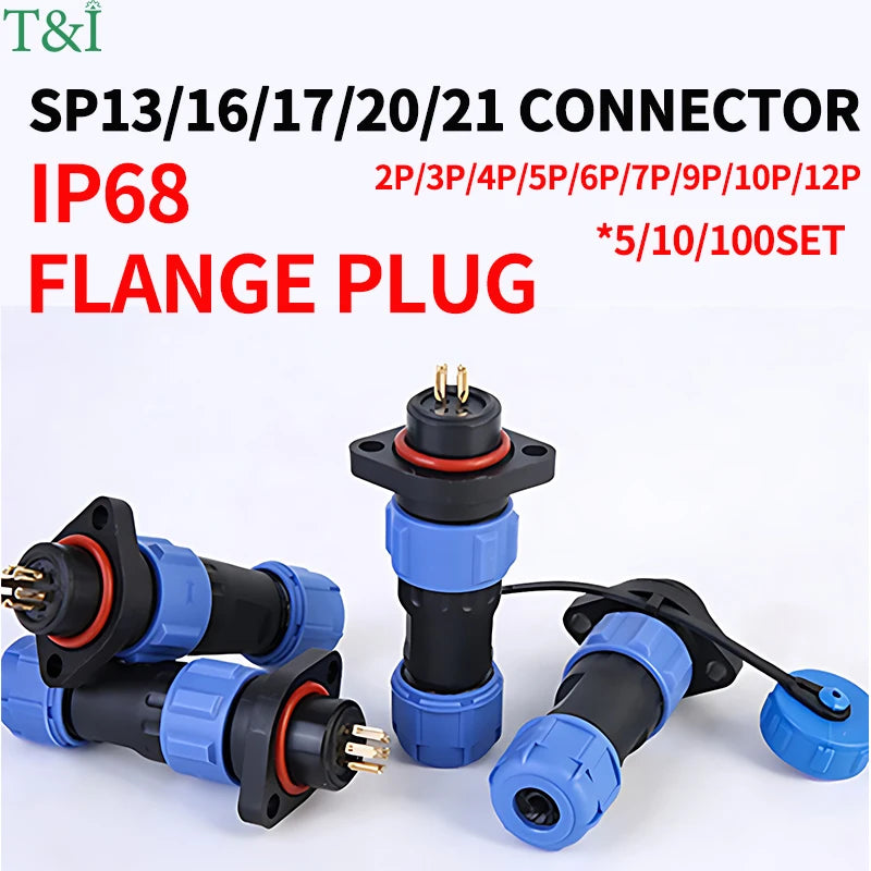 IP68 Waterproof Aviation Connector, Panel Mount Male Female Plug Socket for Industrial Equipment, 2–12 Pin Circular Connector