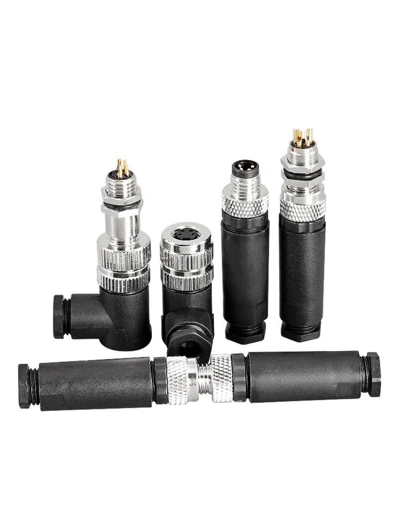 M8 Waterproof Aviation Connector Set, 3–8 Pin Male Female Plug & Socket for Proximity Sensor, Straight Right Angle/Flange Mount