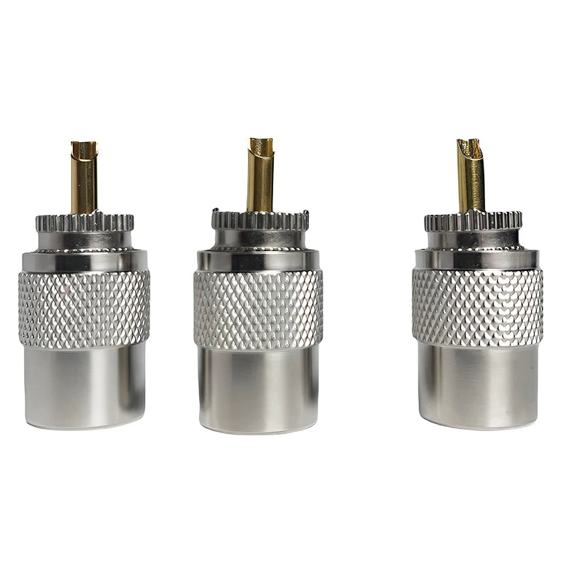 UHF Male Plug & N-Type Male Plug RF Connectors, Gold-Plated Brass Crimp Adapter for RG58 RG59 RG6U Coaxial Cable, Antenna Use