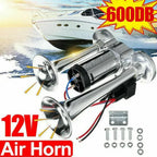 Super Loud 600DB Dual Trumpet Train Horns for Trucks 12V Stainless Steel Electric High Decibel Chrome Finished Car Speaker with