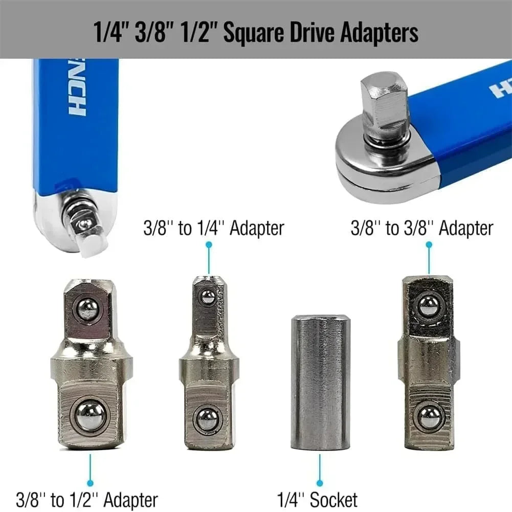 15-inch Extension Wrench 3/8" Offset Impact-Ready Socket Wrench Tool Versatile Square Drive Adapters Extension Ratchet Wrench