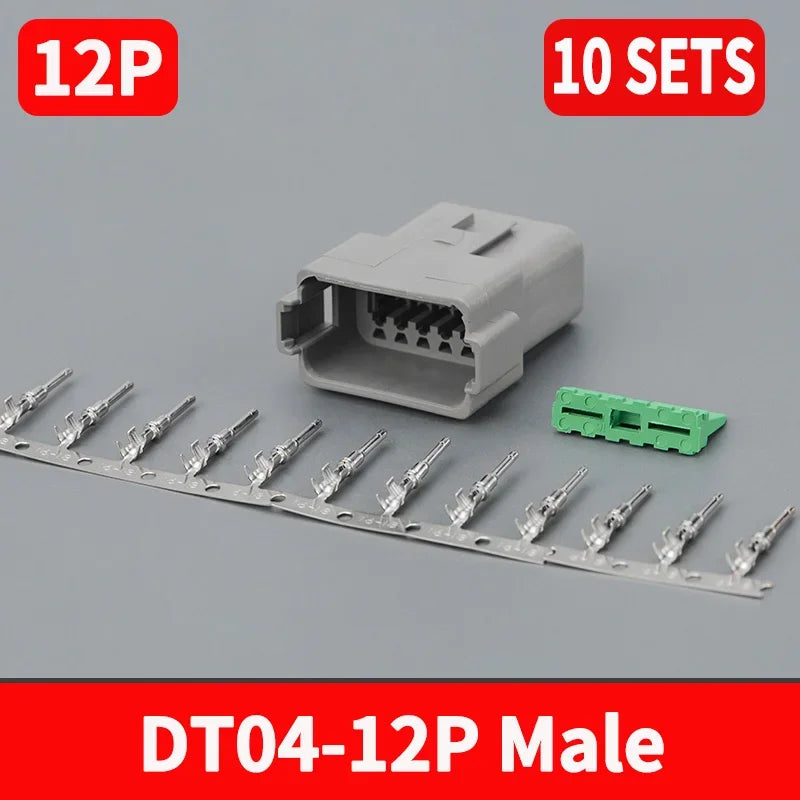 10 Sets Deutsch DT Connector DT06-2S/DT04-2P 2P 3P 4P 6P 8P 12P Waterproof Electrical Connector For car Motor With Pins 22-16AWG