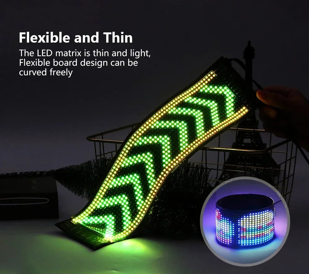 Devil Eyes LED Matrix Display Flexible Pixel Screen APP Controlled Scrolling Car Truck Window Light Panel Waterproof DIY Amagi