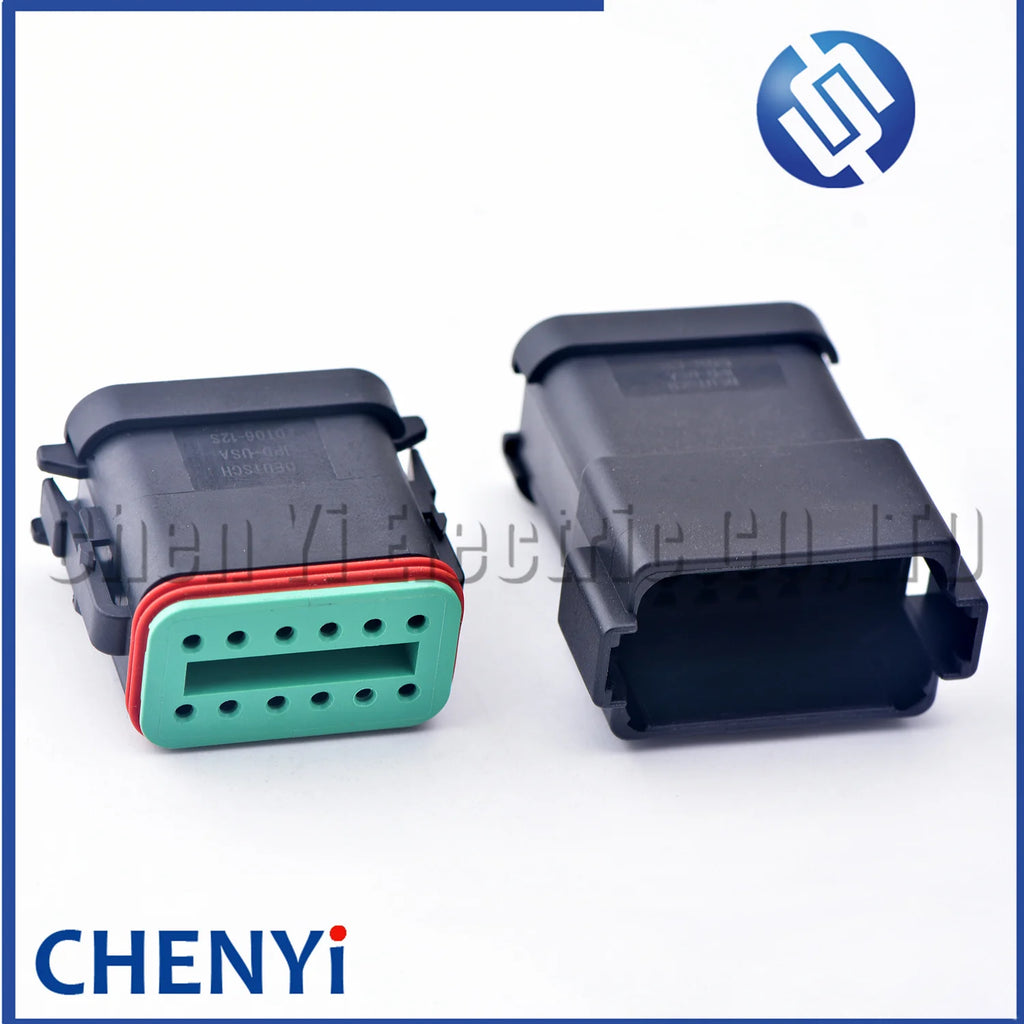 12 Pin Black DT series Connector Waterproof Plug Socket DT06-12S DT04-12P DT06-12S-E005 DT04-12P-E005 with pins For Deutsch
