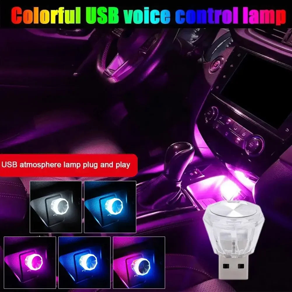 Car Cigarette Lighter USB Atmosphere Light LED Mini Colorful Night Light Wiring-Free Interior Lighting Supplies Accessories New