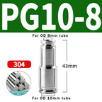 304 Stainless Steel Pneumatic Quick Connect Fitting PG PU 4 6 8 10mm for Air Compressor Gas Pipe Hydraulic Plug-In 10-50PCS