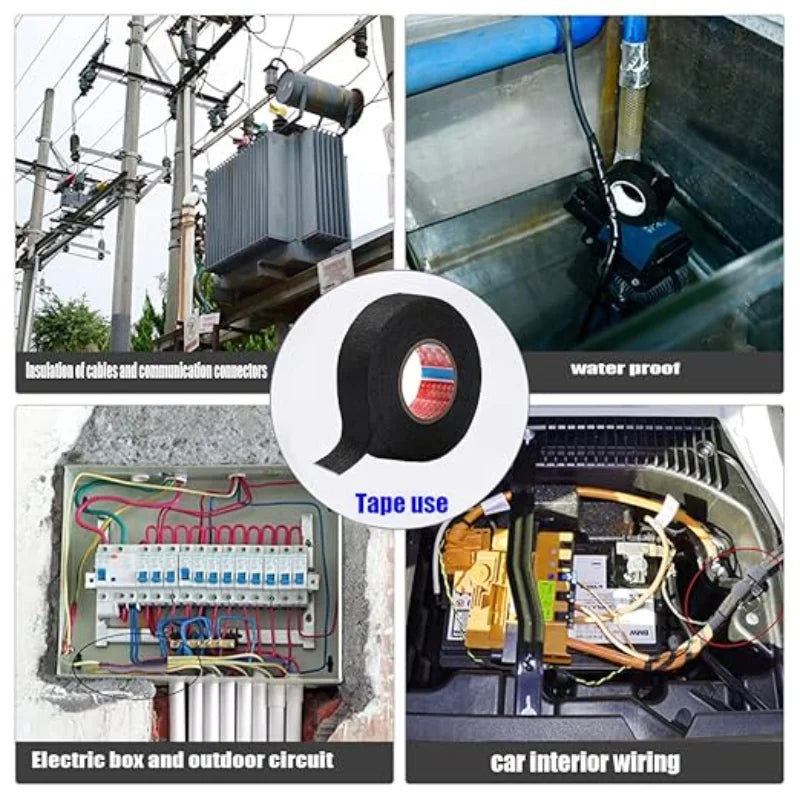 Electrical Insulating Tape Heat Resistant Harness Tape 8/15/19MM Car Cable Harness Wiring Loom Protection Waterproof Tape