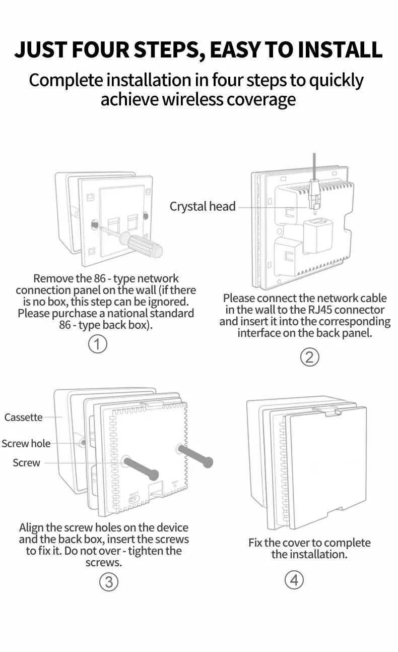 In-Wall Smart WiFi Router Panel 1000Mbps - 86-Type Hidden AP with 110V-220V for Home/Hotel Network Coverage