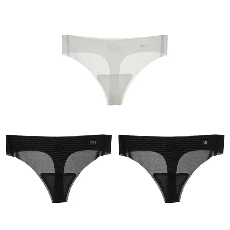 Transparent Thong Panties Women Ultra-thin Sense Sexy Female Seamless Low-waist Solid Color G-string Quick Drying Underwear amag
