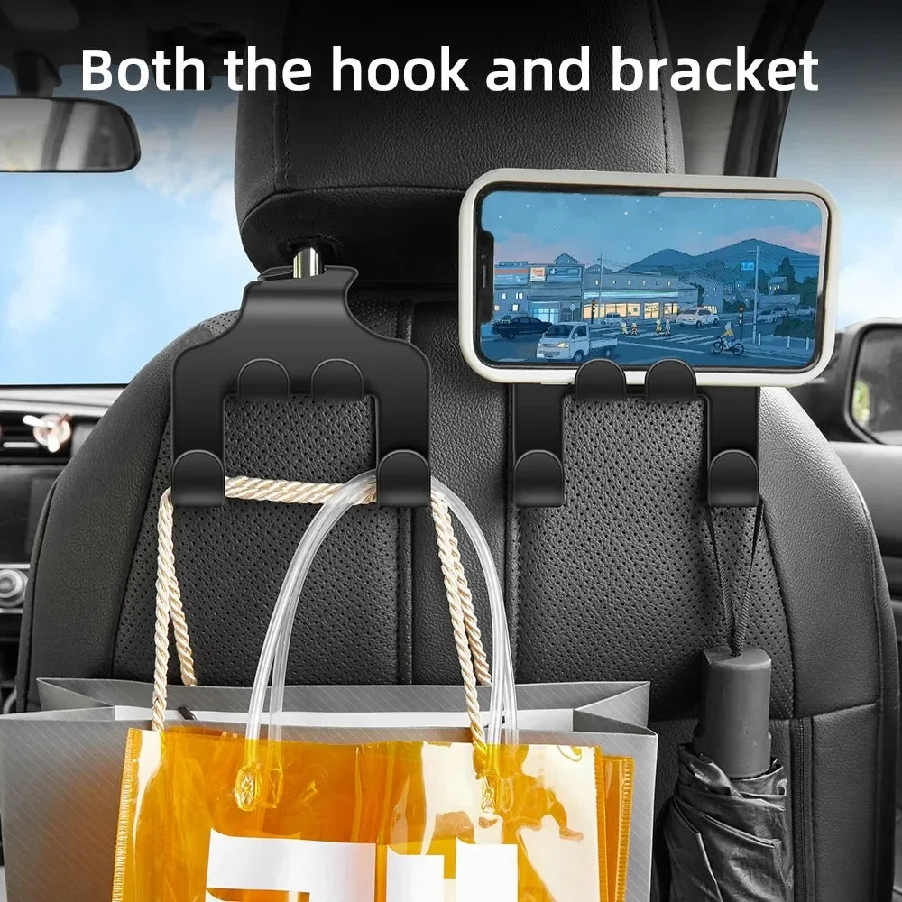 Car Seat Headrest Hook 4 Pack Hanger Storage Organizer Universal for Handbag Purse Coat Fit Universal Vehicle Car Black Amagi