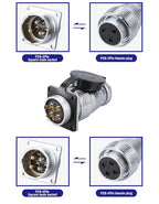 P28 Aviation Connector, Square Flange Socket, Male/Female Circular Butt Joint, 2/3/4/5/7/10/12/14/16/19/20/24 Pin, P28K2Q PLS28
