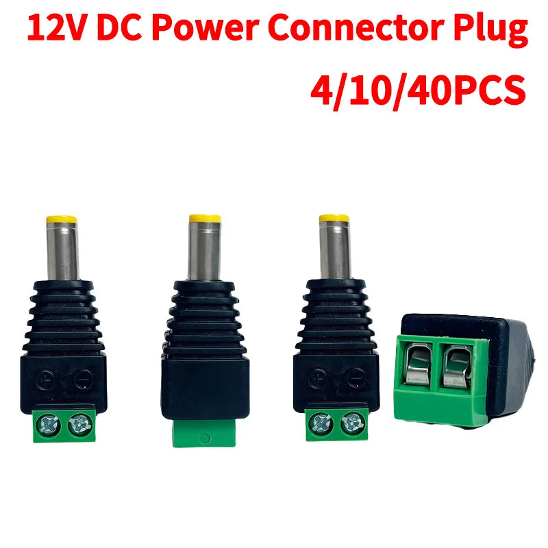 4/10/40PCS 12V DC Power Terminal Block Connectors, Plug Adapter for TV, CCTV Camera, LED Strip Light, SMD Wire Connection