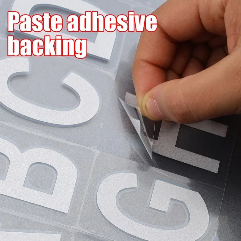 Night Reflective Alphabet Label Decal Car License Plate Number Reflective Stickers Mailbox Door Plate Number Waterproof Decals